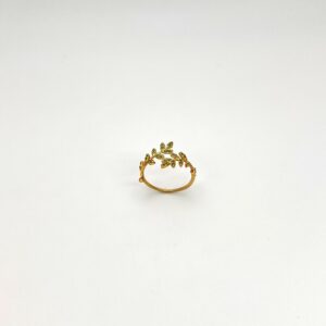 Anillo Oro Amarillo 18 kilates Hojas abierto Circones