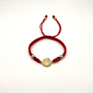 Pulsera Tejida Dos Oros 18 Kilates San Benito 4 bolitas