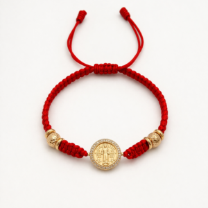 Pulsera Tejida Oro Amarillo 18 Kilates San Benito Circones 2 bolitas 4 donas