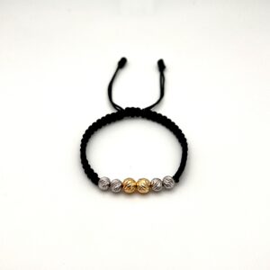 Pulsera Tejida Dos Oros 18 Kilates 6 bolas