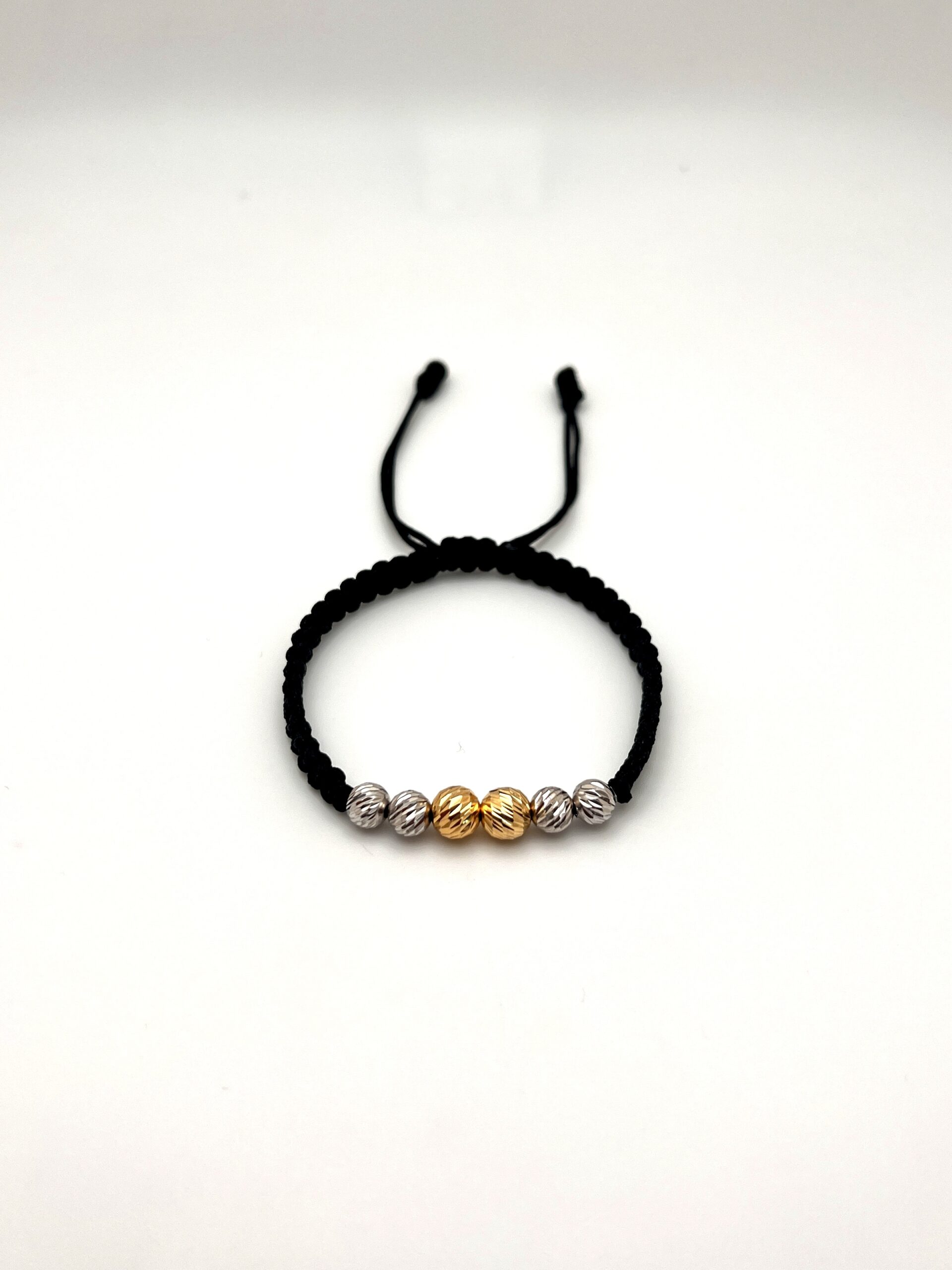 Pulsera Tejida Dos Oros 18 Kilates 6 bolas