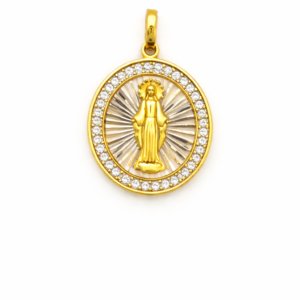 Dije Dos Oros 18 Kilates Virgen Milagrosa