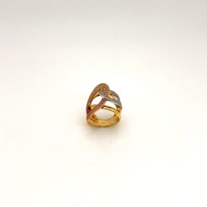 Anillo Tres Oros 18 kilates Ondas Cruzado Circones