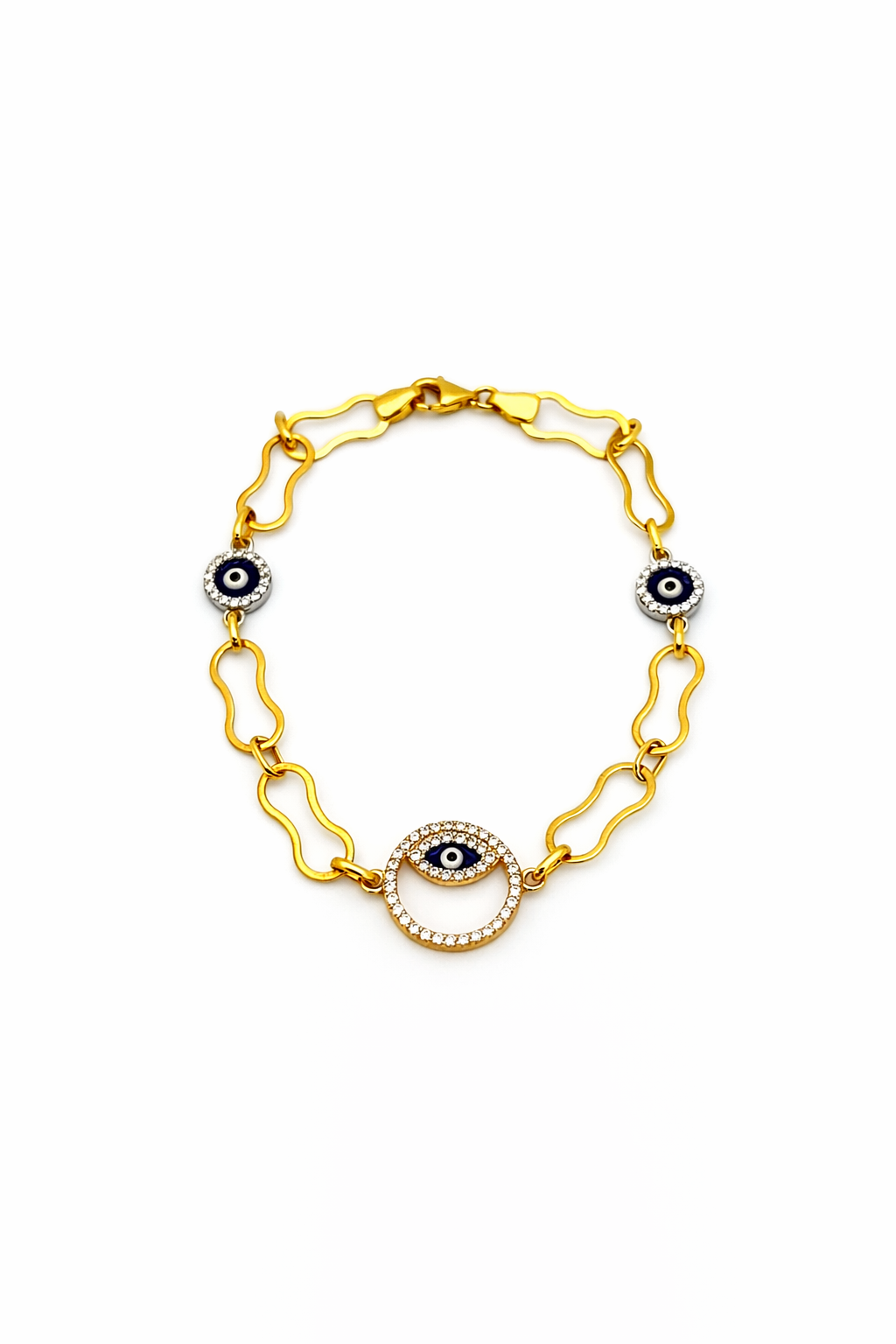 Pulsera Oro Amarillo 18 Kilates Ojos Circones
