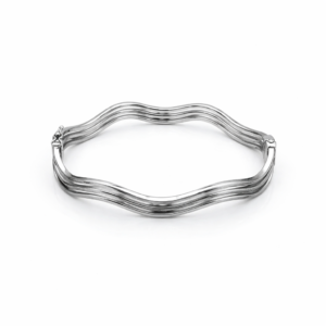 Aro Oro Blanco 18 Kilates Lineas Ondulado
