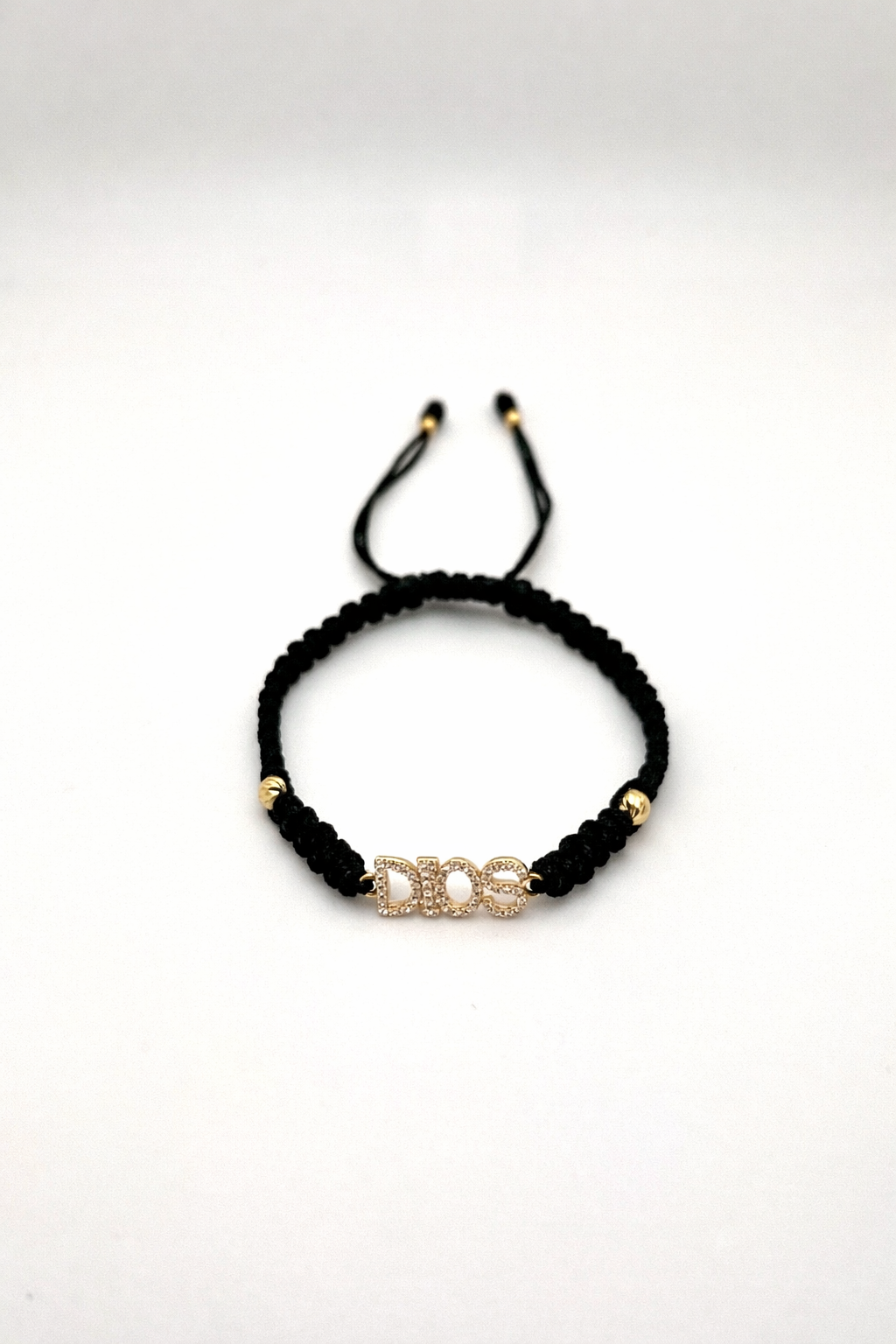 Pulsera Tejida Oro Amarillo 18 Kilates Dios Circones 4 bolas