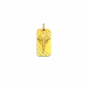 Dije Oro Amarillo 18 Kilates Placa Cristo