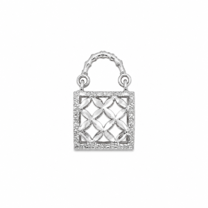 Dije Oro Blanco 18 Kilates Bolso Diamantado