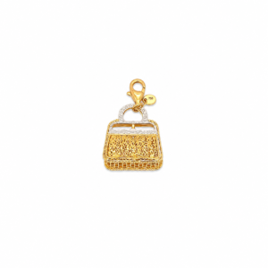 Dije Dos Oros 18 Kilates Bolso  Diseño Diamantado