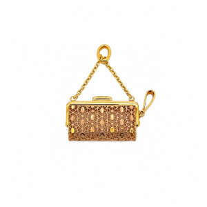 Dije Dos Oros 18 Kilates Bolso  Diseño Diamantado