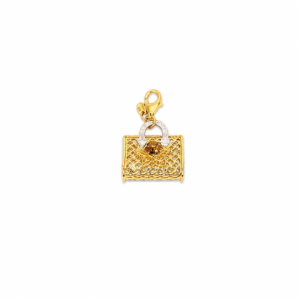 Dije Dos Oros 18 Kilates Bolso  Diseño Diamantado