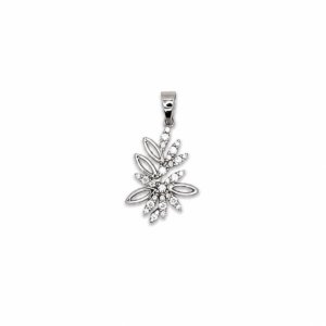 Dije Oro Blanco 18 Kilates Flor Zircones
