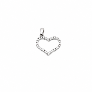 Dije Oro Blanco 18 Kilates Corazon Zircon