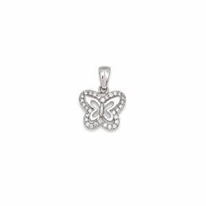 Dije Oro Blanco 18 Kilates Mariposa Circones
